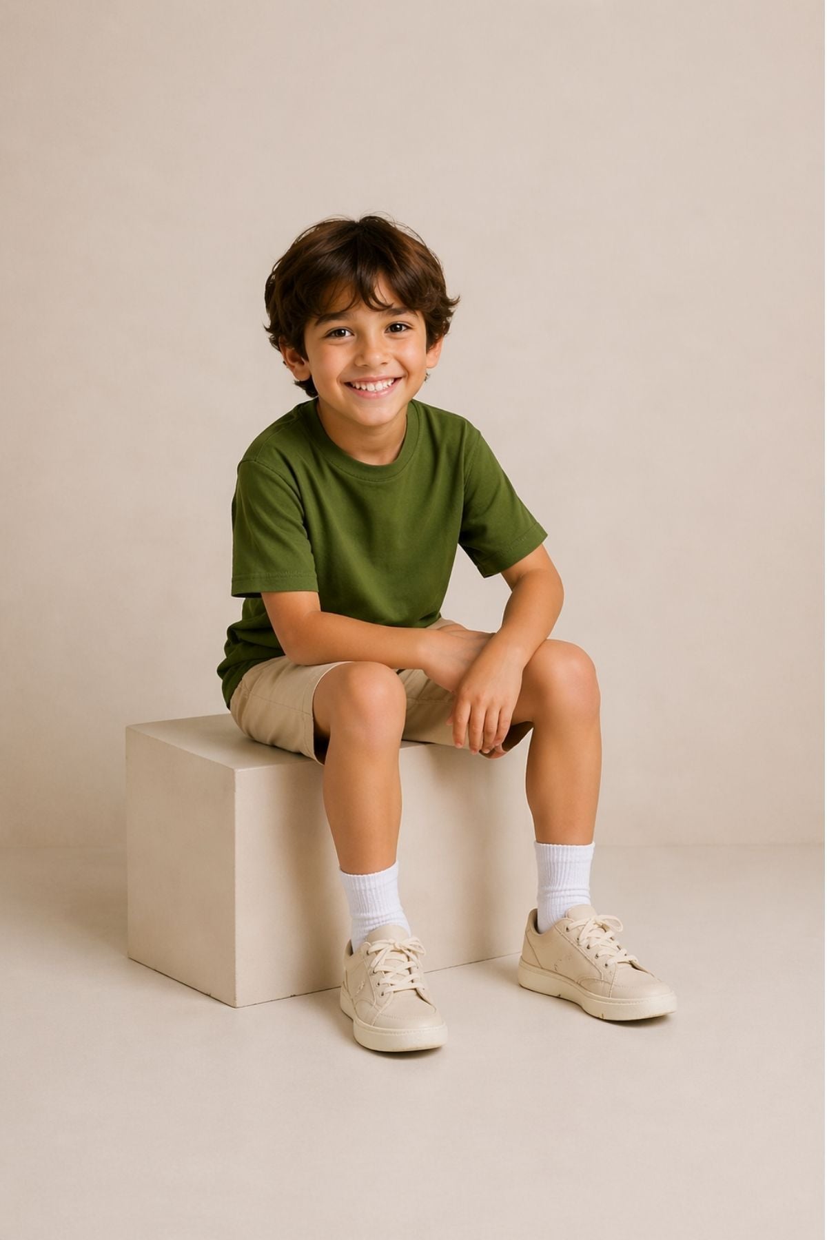 Basic 3'Lü Unisex Çocuk T-Shirt ( Beyaz - Haki - Lacivert ) 3'Lü Unisex Çocuk T-Shirt ( Beyaz - Haki - Lacivert  )