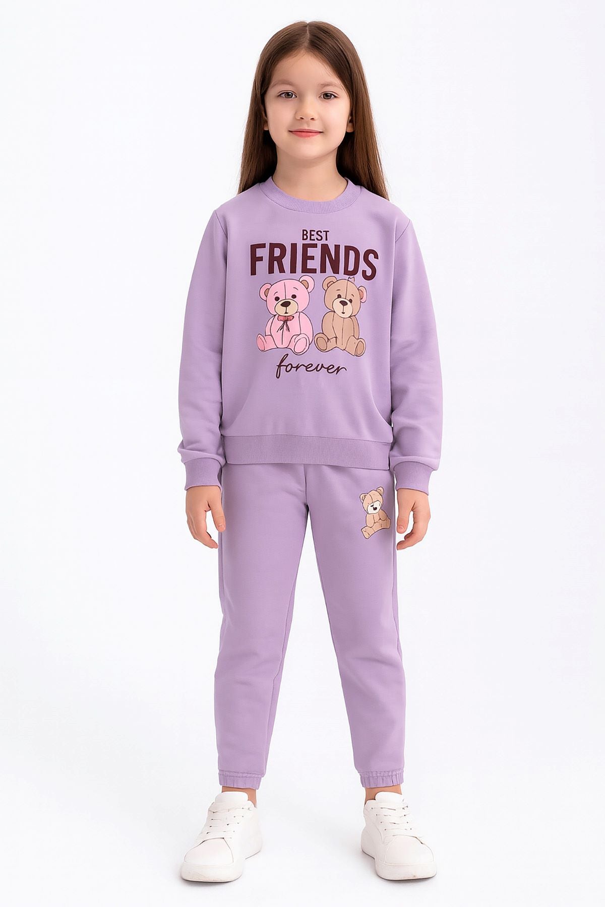 Best Friends Yazılı Ayıcık Baskılı 2 İplik Eşofman Takımı