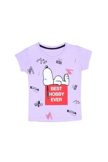 Bhe Dog Design Purple Kız Çocuk T-Shirt