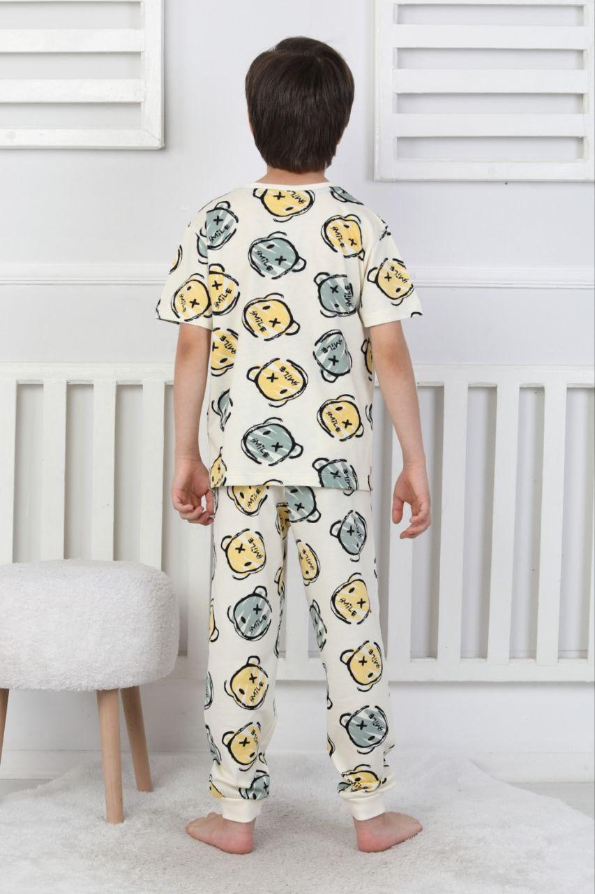 Çizgi Ayı Desenli Erkek Çocuk Pijama Takımı