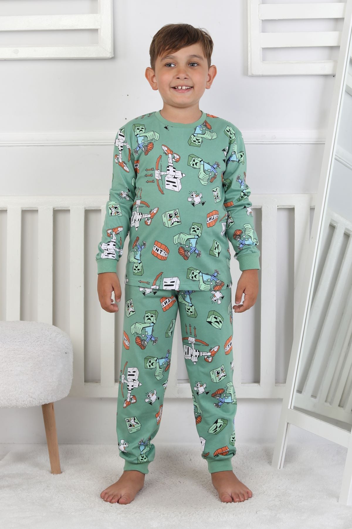 Computer Game Desenli Erkek Çocuk Pijama Takımı