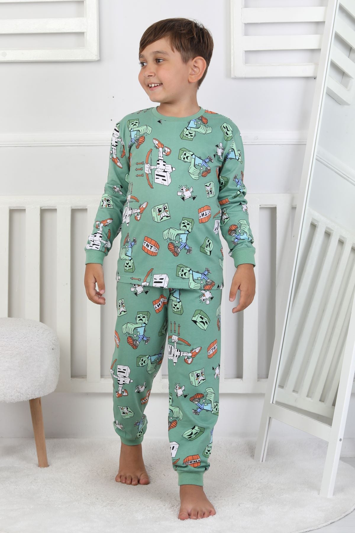 Computer Game Desenli Erkek Çocuk Pijama Takımı