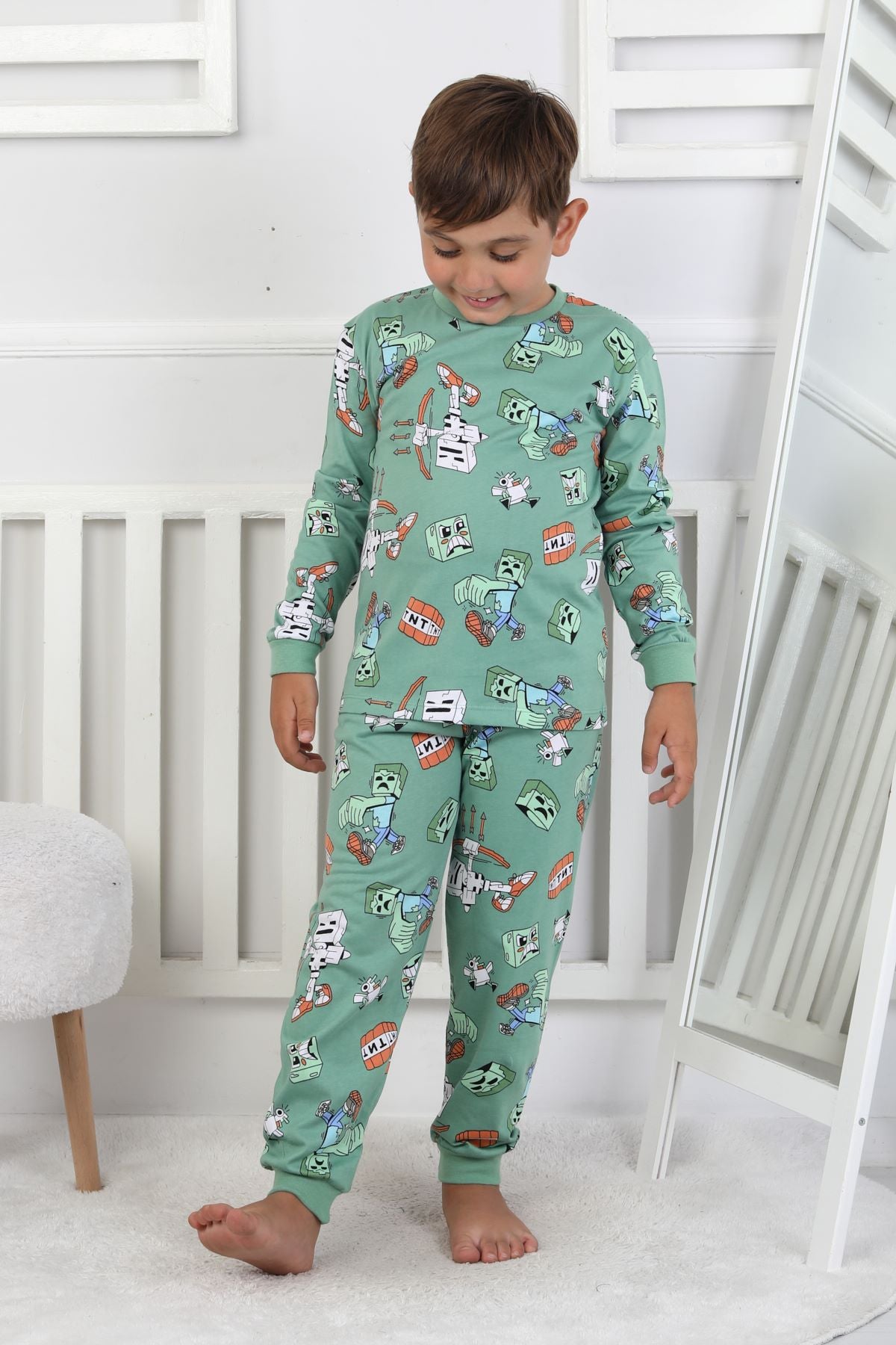 Computer Game Desenli Erkek Çocuk Pijama Takımı