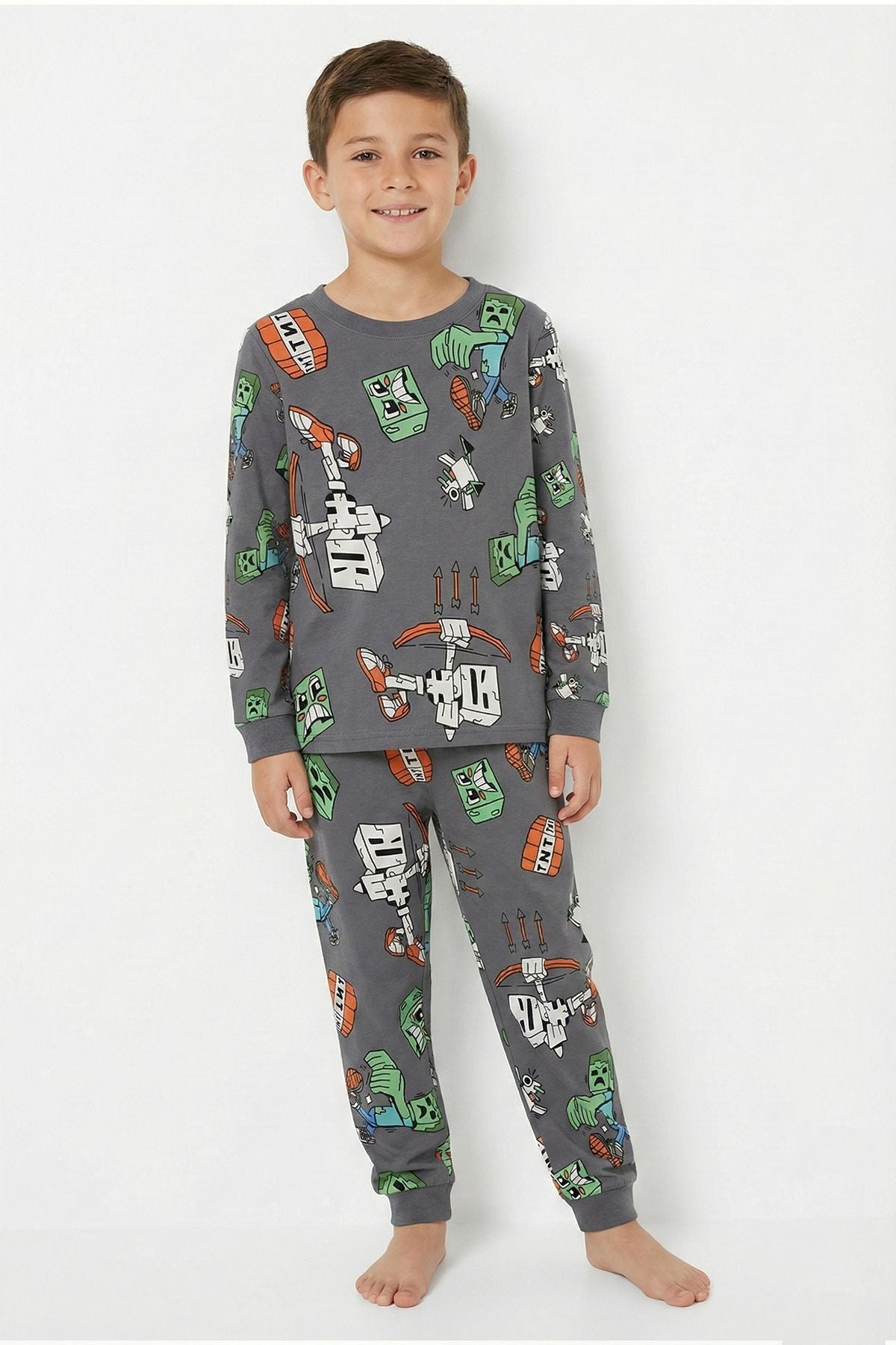 Computer Game Desenli Erkek Çocuk Pijama Takımı