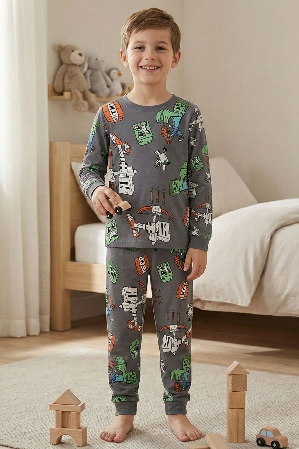 Computer Game Desenli Erkek Çocuk Pijama Takımı