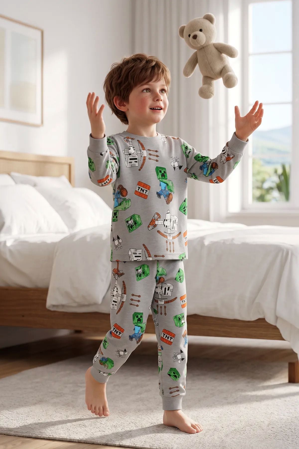 Computer Game Desenli Erkek Çocuk Pijama Takımı