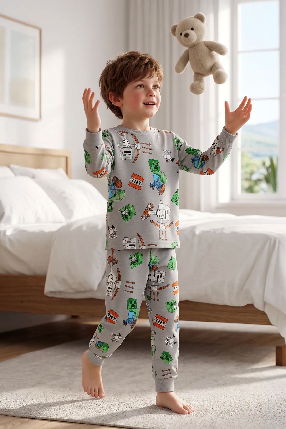 Computer Game Desenli Erkek Çocuk Pijama Takımı