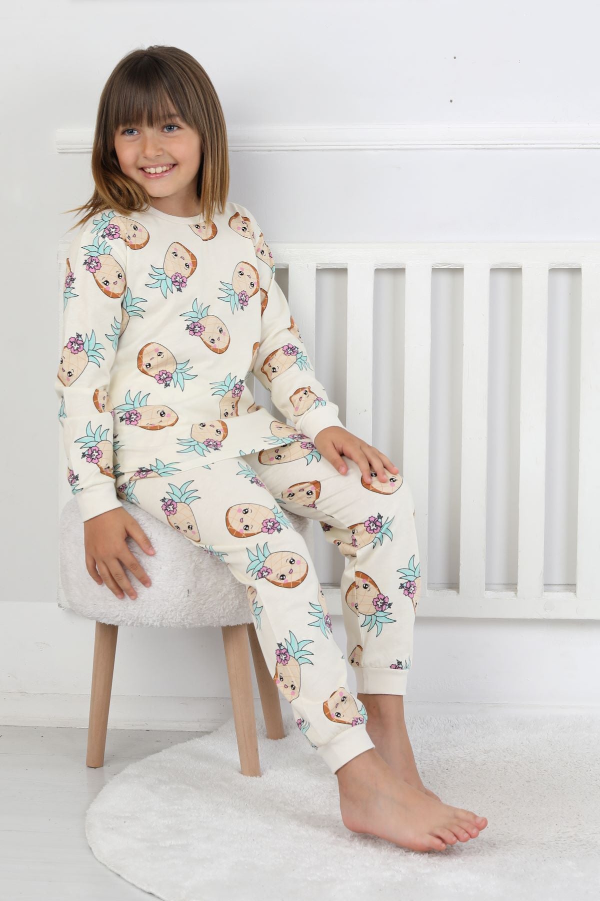 Cute Ananas Desenli Kız Çocuk Pijama Takımı