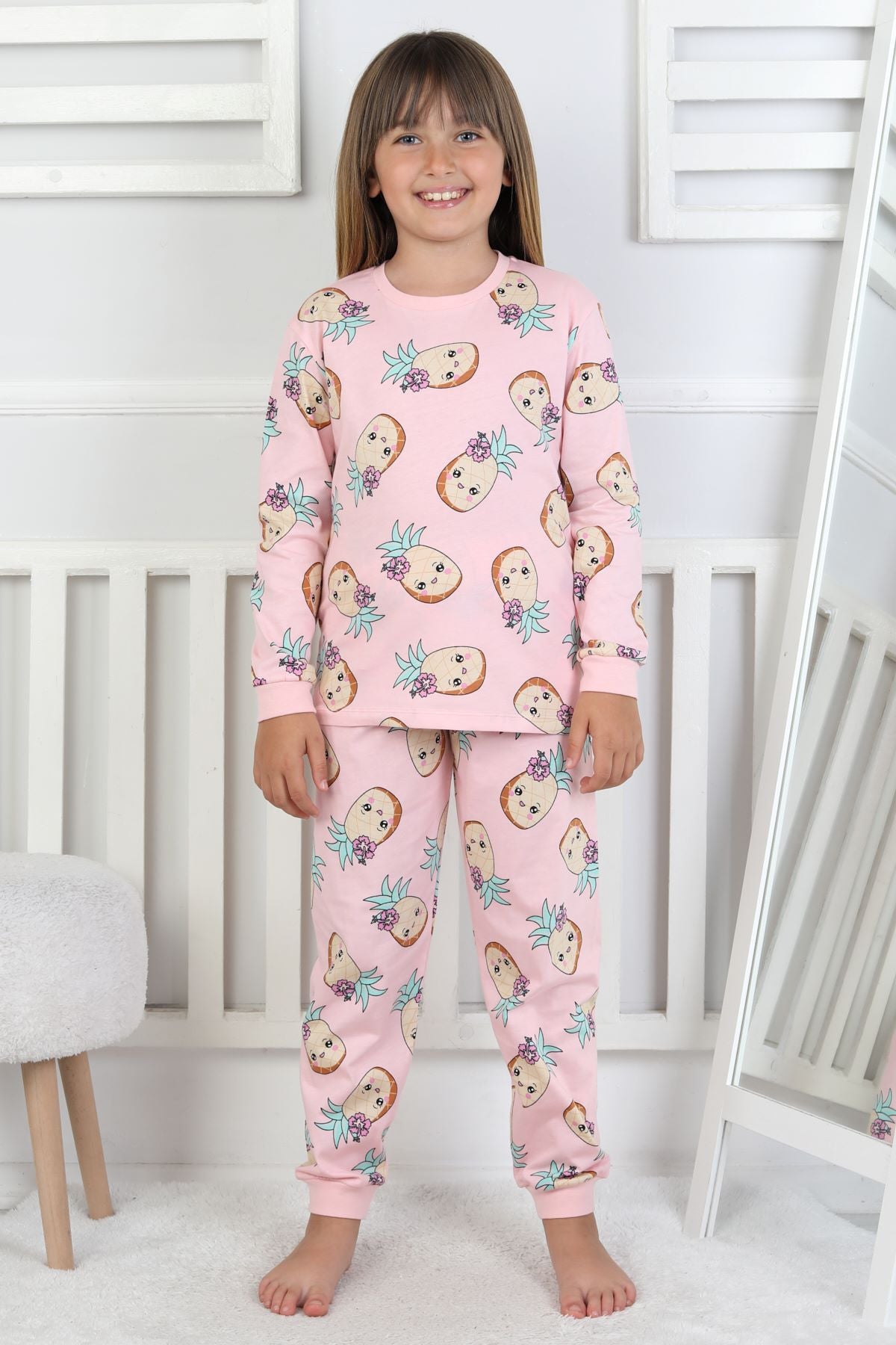 Cute Ananas Desenli Kız Çocuk Pijama Takımı