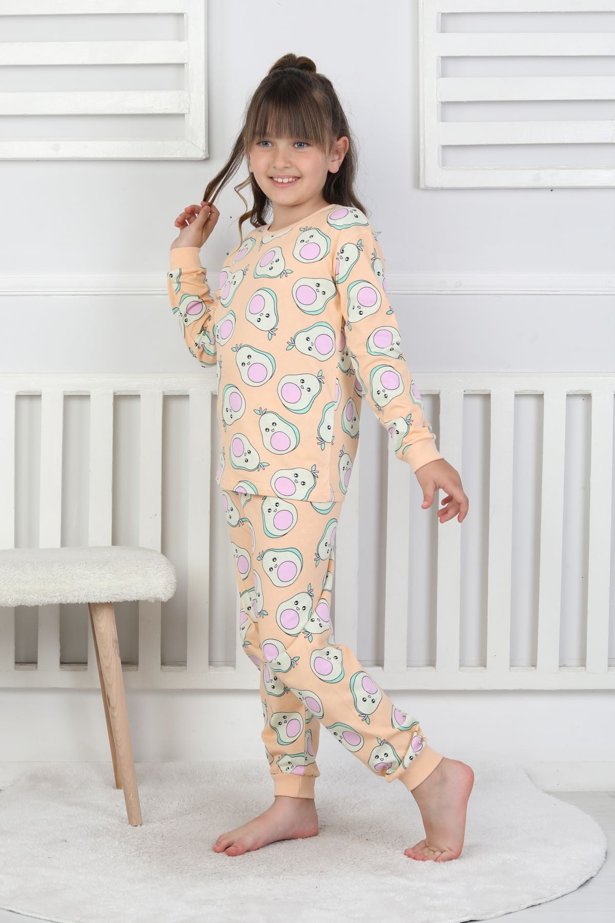 Cute Avocado Desenli Kız Çocuk Pijama Takımı
