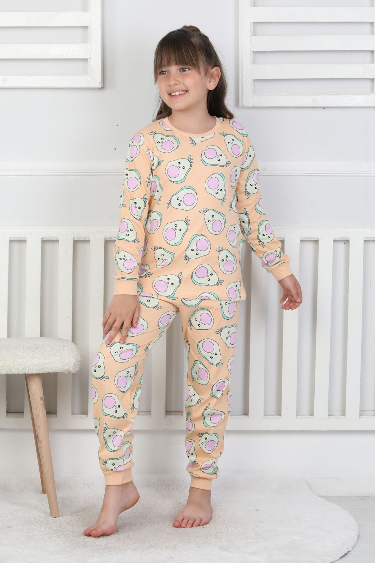 Cute Avocado Desenli Kız Çocuk Pijama Takımı