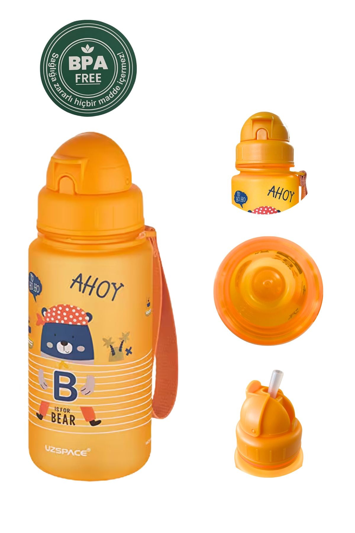 Cute Bear Baskılı Korsan Temalı 400 ml Suluk / Matara