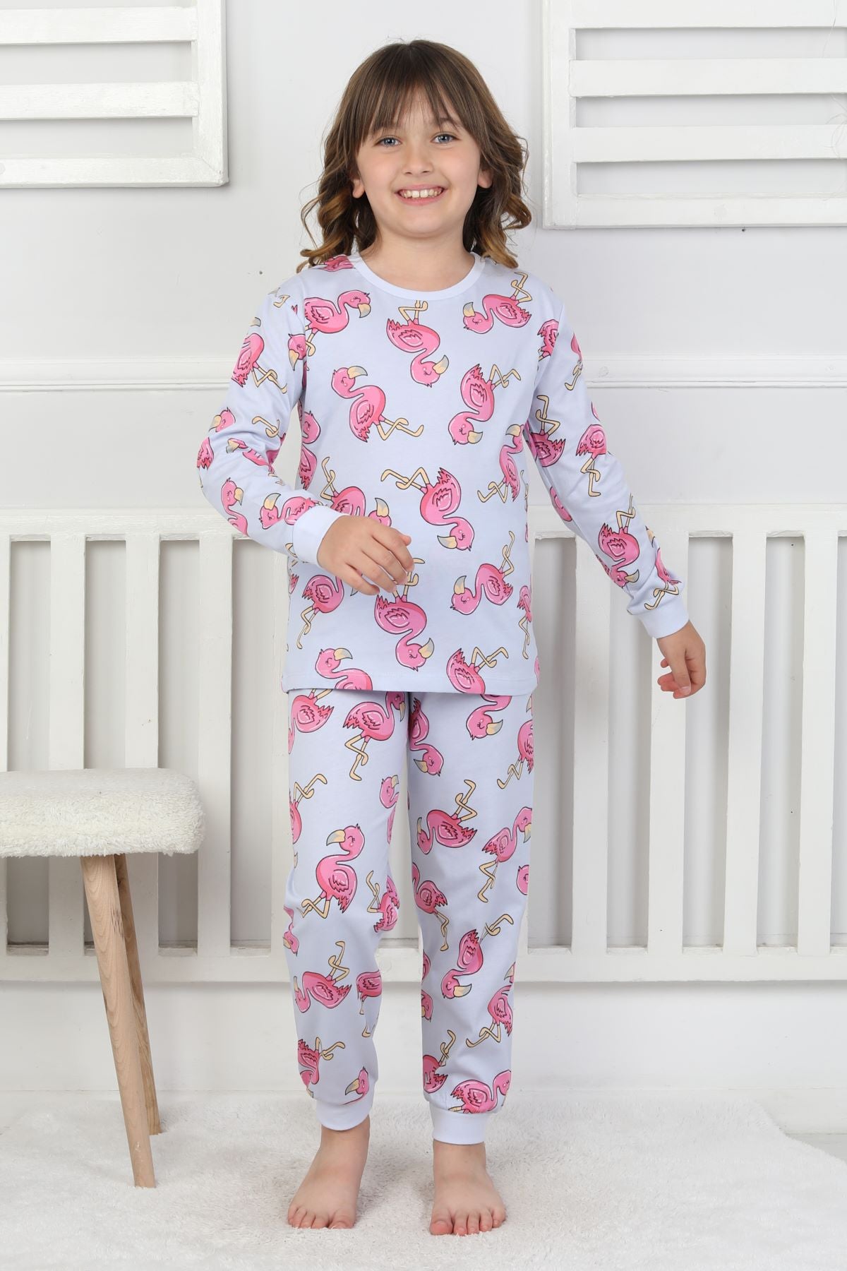Cute Flamingo Desenli Kız Çocuk Pijama Takımı