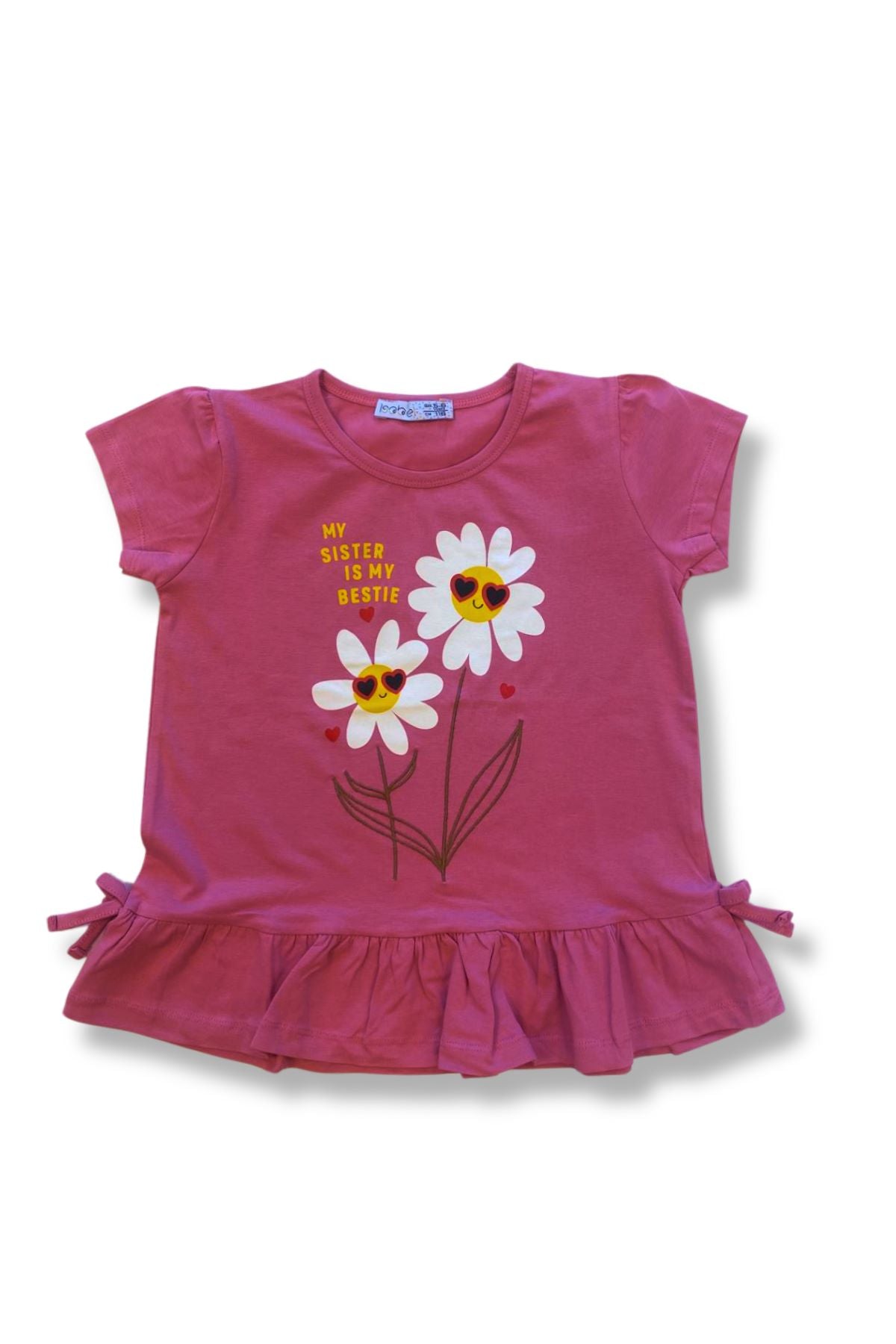 Cute My Sister İs My Bestie Baskılı Papatya T-Shirt