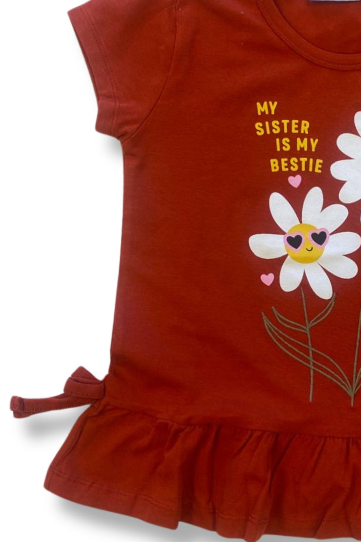 Cute My Sister İs My Bestie Baskılı Papatya T-Shirt