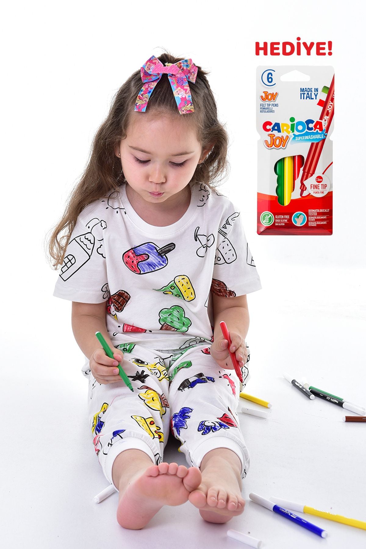 En Sevimli Figürleri Özel Kalemi ile BOYANABİLİR Çocuk Pijama Takımı (Yıkama Sonrası Leke Bırakmaz)