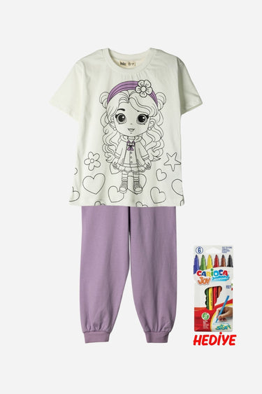 En Sevimli Figürleri Özel Kalemi ile BOYANABİLİR Çocuk Pijama Takımı (Yıkama Sonrası Leke Bırakmaz)