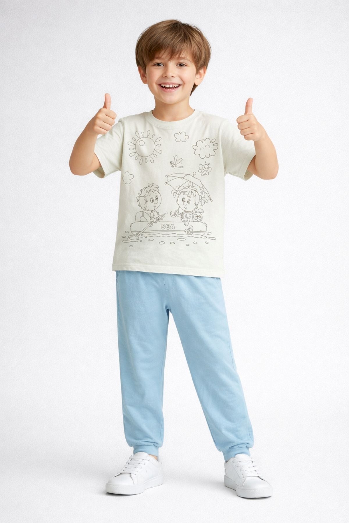 Boyanabilir Çocuk Pijama Takımı - 6'lı Kalem Hediyeli