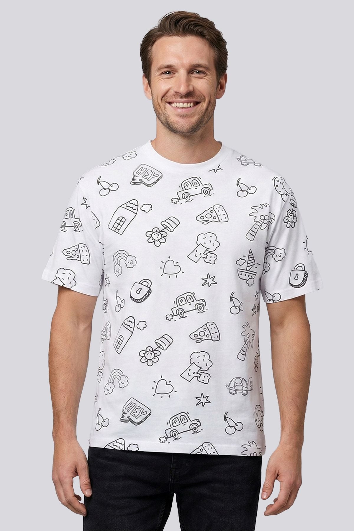 En Sevimli Figürleri Özel Kalemi ile BOYANABİLİR Yetişkin T-Shirt (Yıkama Sonrası Leke Bırakmaz)