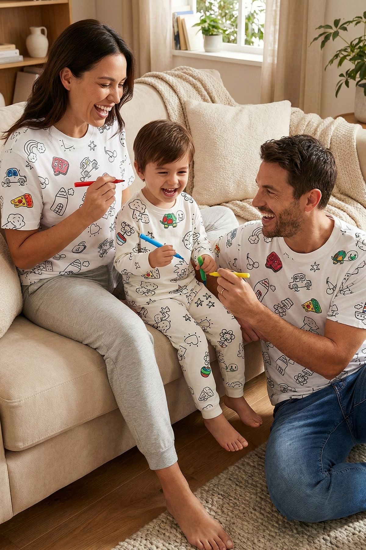 En Sevimli Figürleri Özel Kalemi ile BOYANABİLİR Yetişkin T-Shirt (Yıkama Sonrası Leke Bırakmaz)