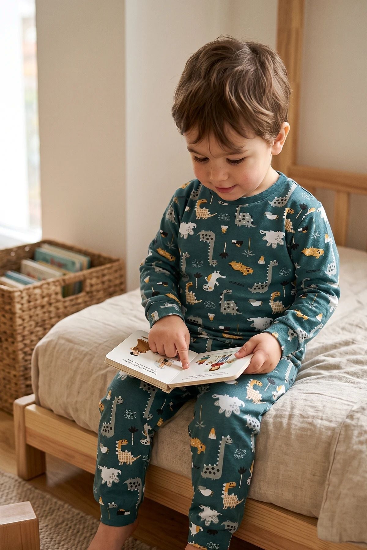 Erkek Çocuk %100 Pamuk Süprem Kumaş Uzun Kollu Mevsimlik Pijama Takımı