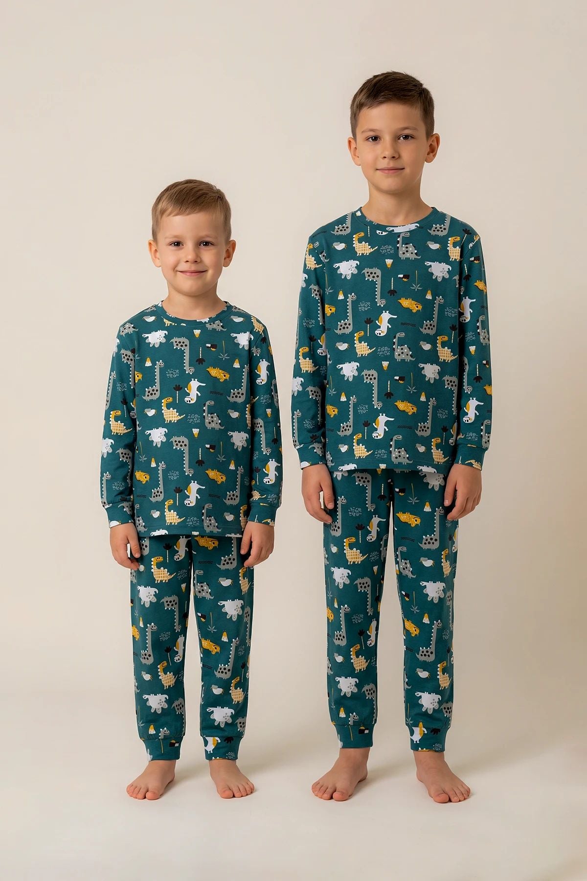 Erkek Çocuk %100 Pamuk Süprem Kumaş Uzun Kollu Mevsimlik Pijama Takımı