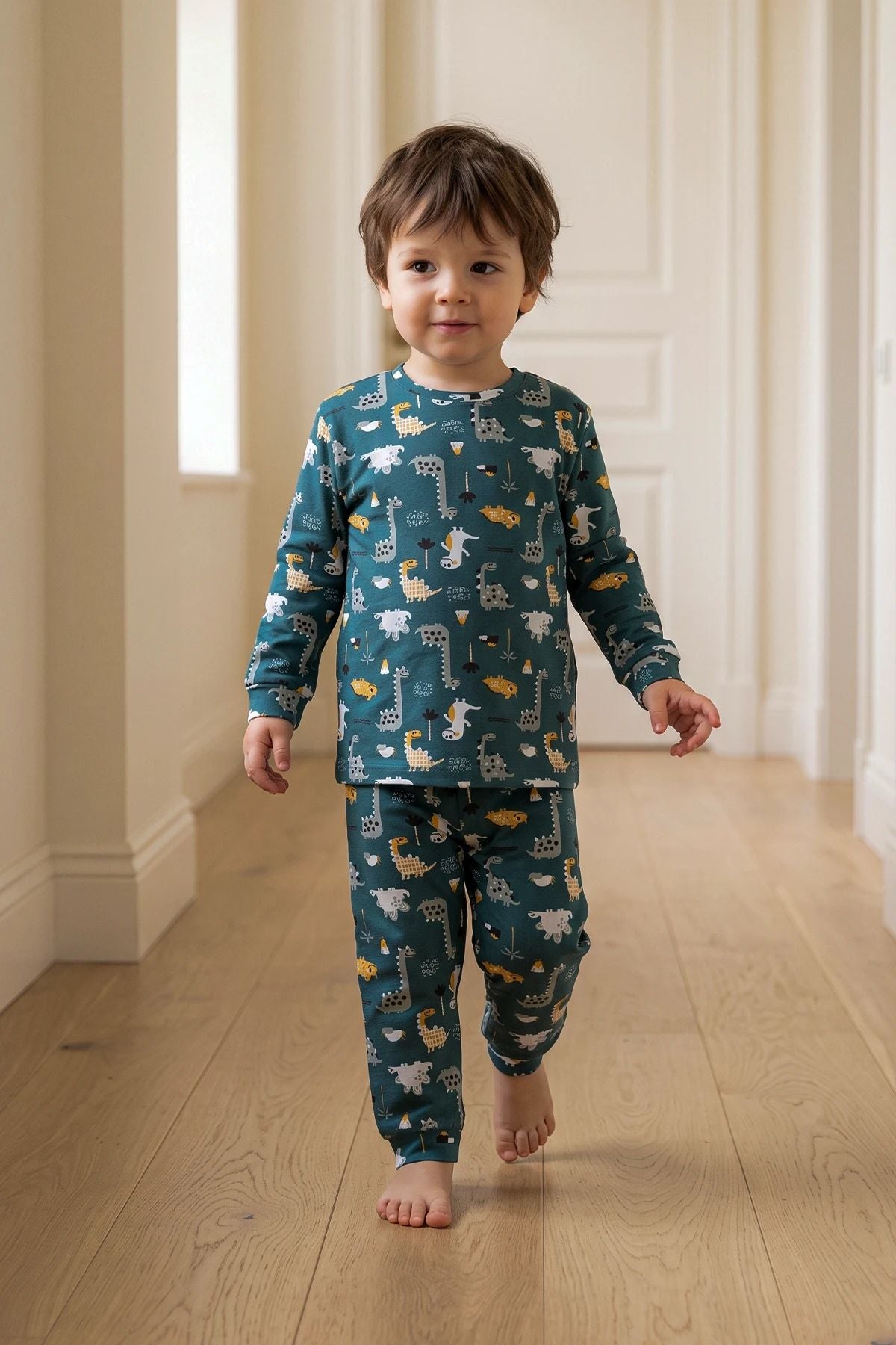 Erkek Çocuk %100 Pamuk Süprem Kumaş Uzun Kollu Mevsimlik Pijama Takımı