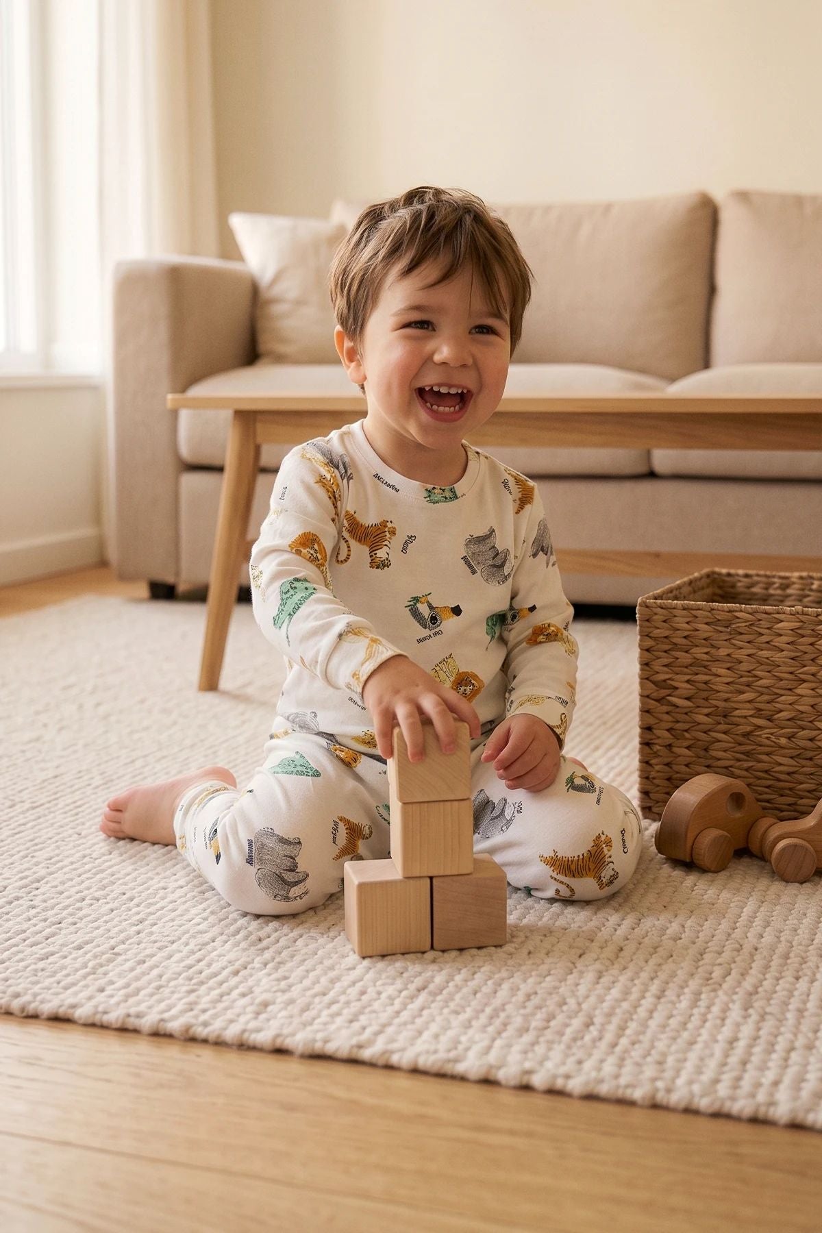 Erkek Çocuk %100 Pamuk Süprem Kumaş Uzun Kollu Mevsimlik Pijama Takımı