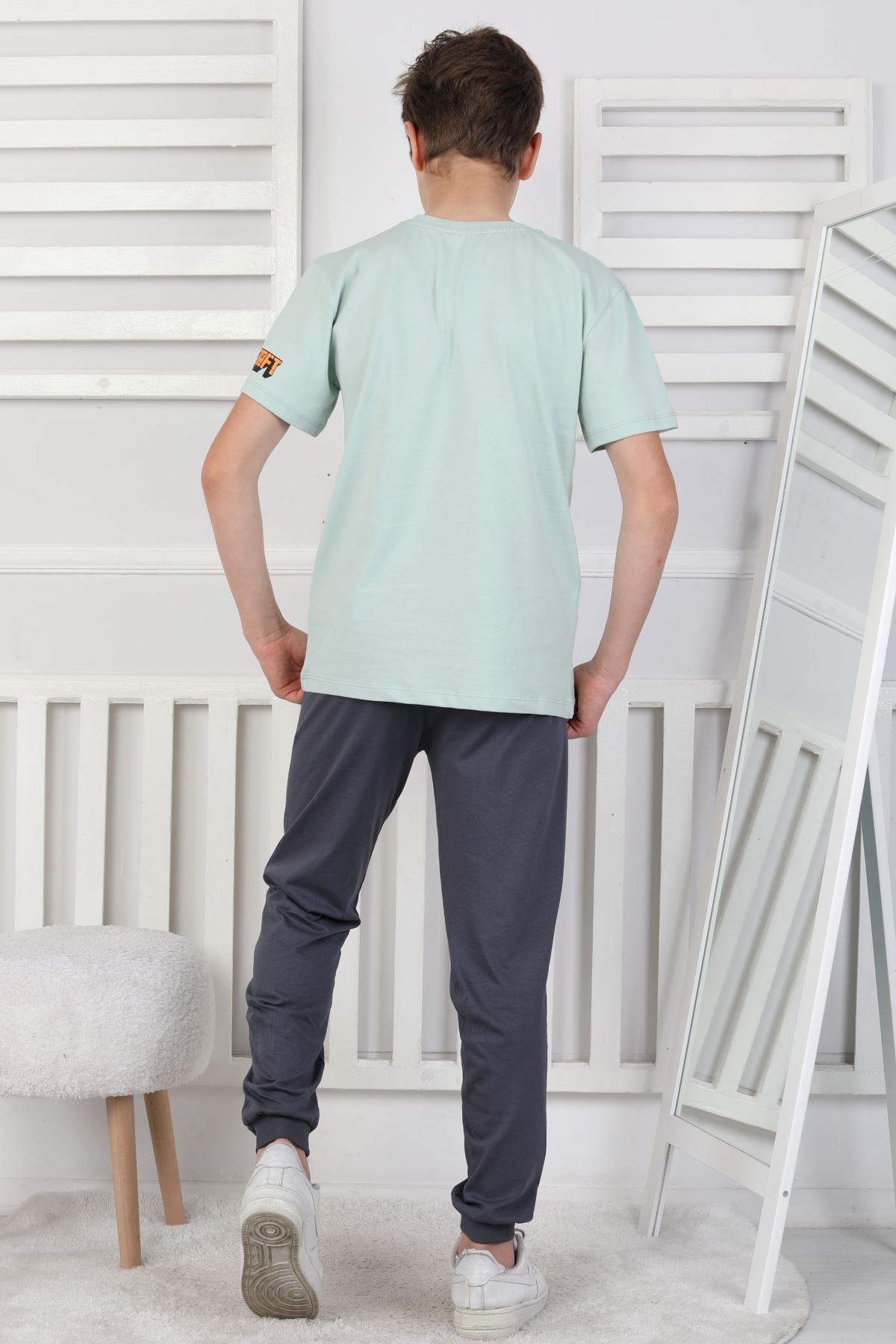 Explore Create Desenli Erkek Çocuk Süprem Kısa Kollu Pijama Takımı