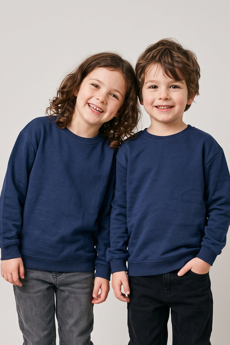 Basic Bisiklet Yaka Şardonlu Çocuk Sweatshirt 3-12 Yaş
