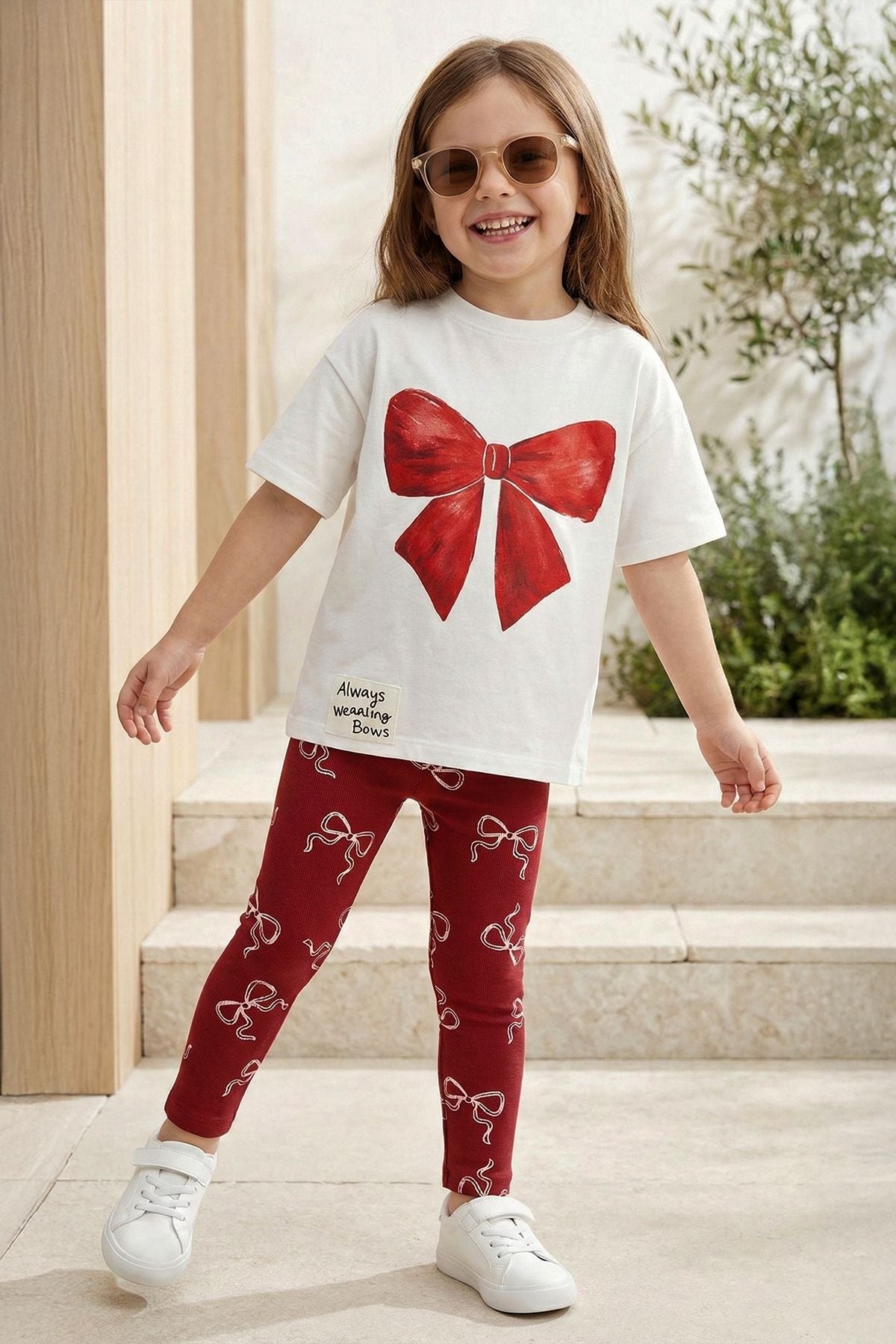 Fiyon Baskılı Kız Çocuk Tayt Takım – Fiyonk Desenli Şık Tasarım