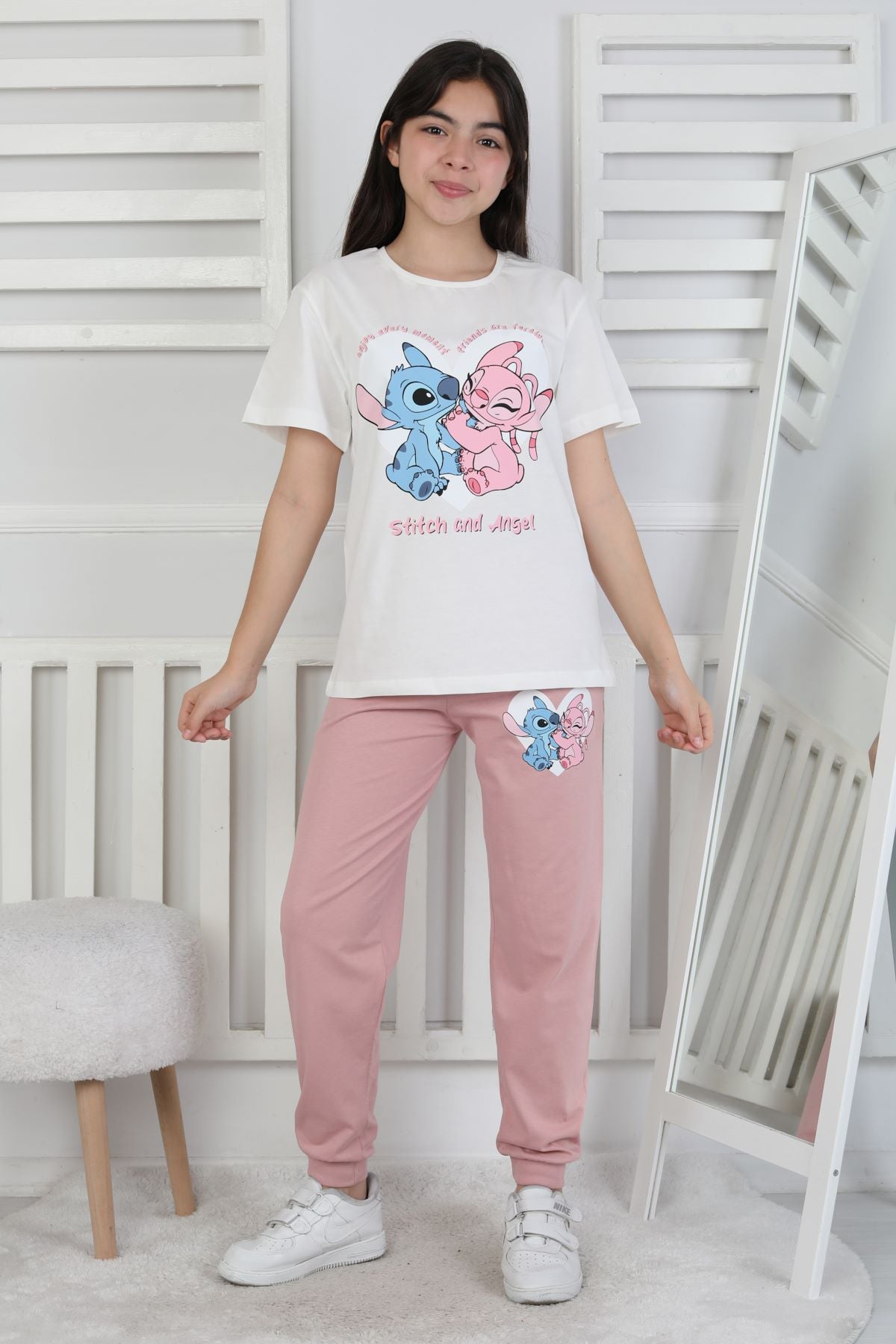 Friends are Forewer Yazılı Kısa Kollu Kız Çocuk Pijama Takımı