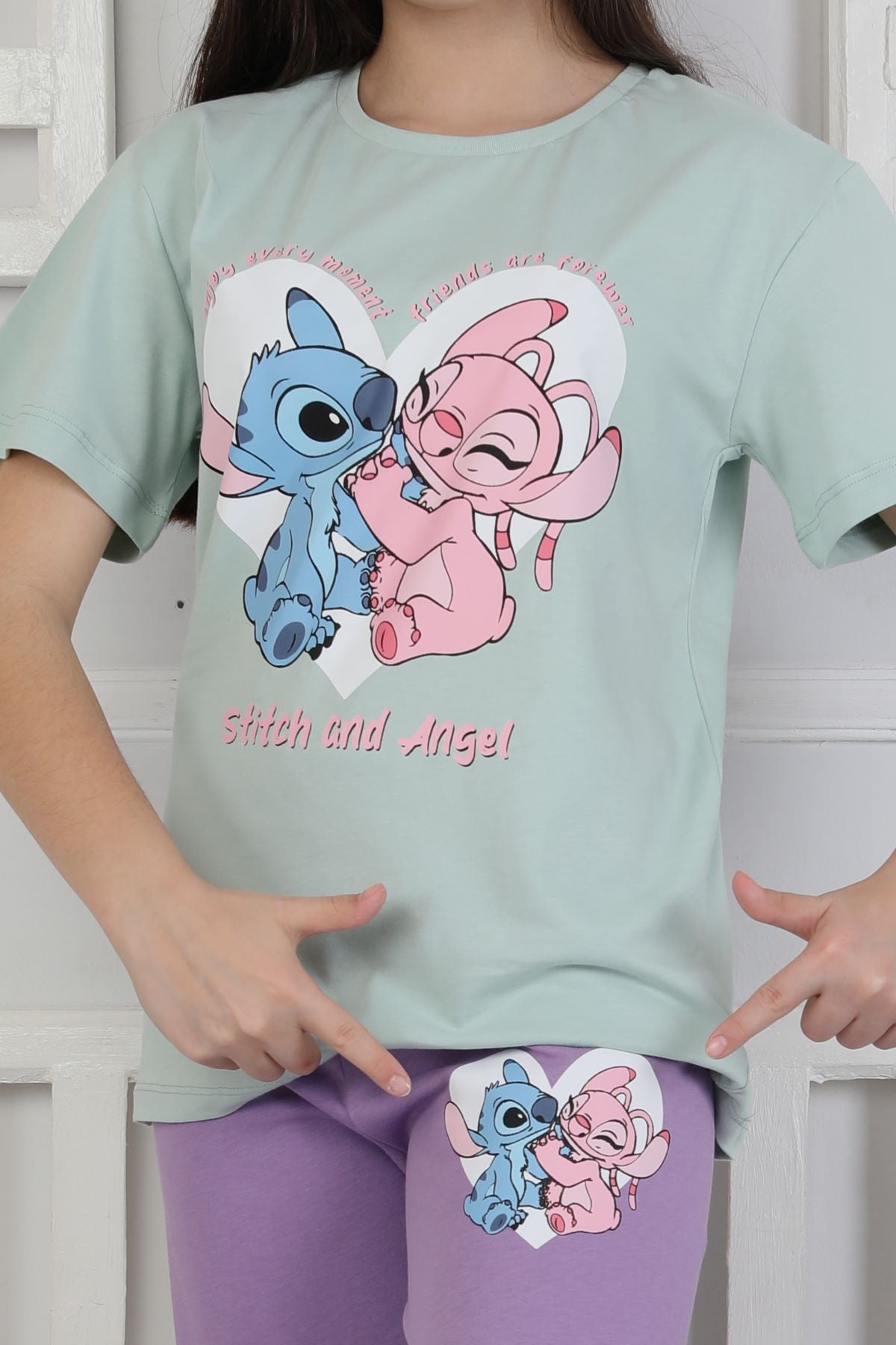 Friends are Forewer Yazılı Kısa Kollu Kız Çocuk Pijama Takımı