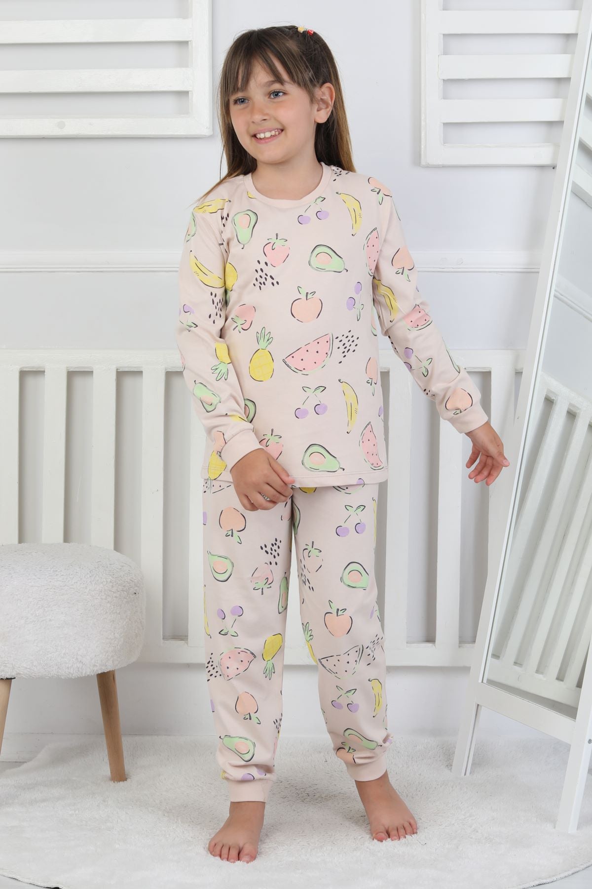 Fruit Patterned Kız Çocuk Pijama Takımı