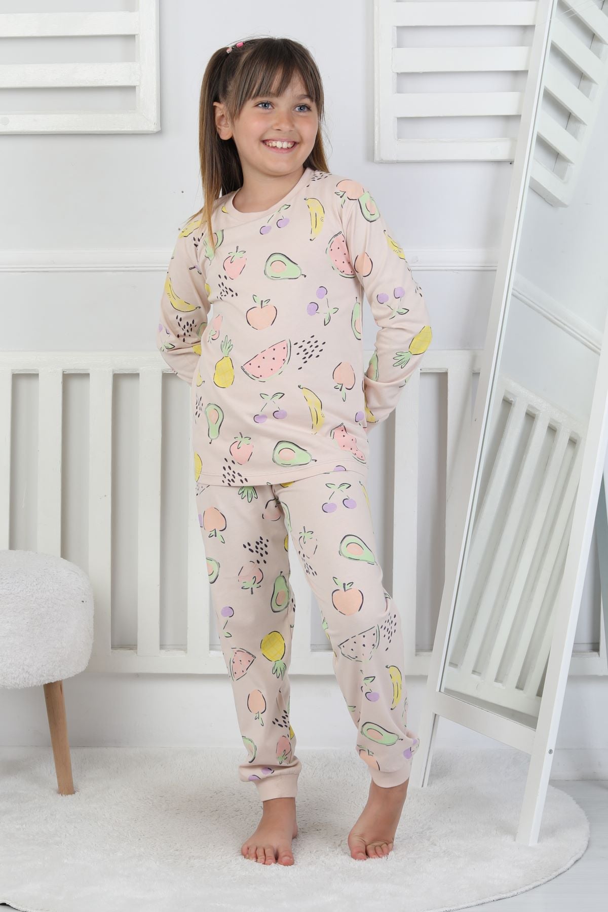 Fruit Patterned Kız Çocuk Pijama Takımı