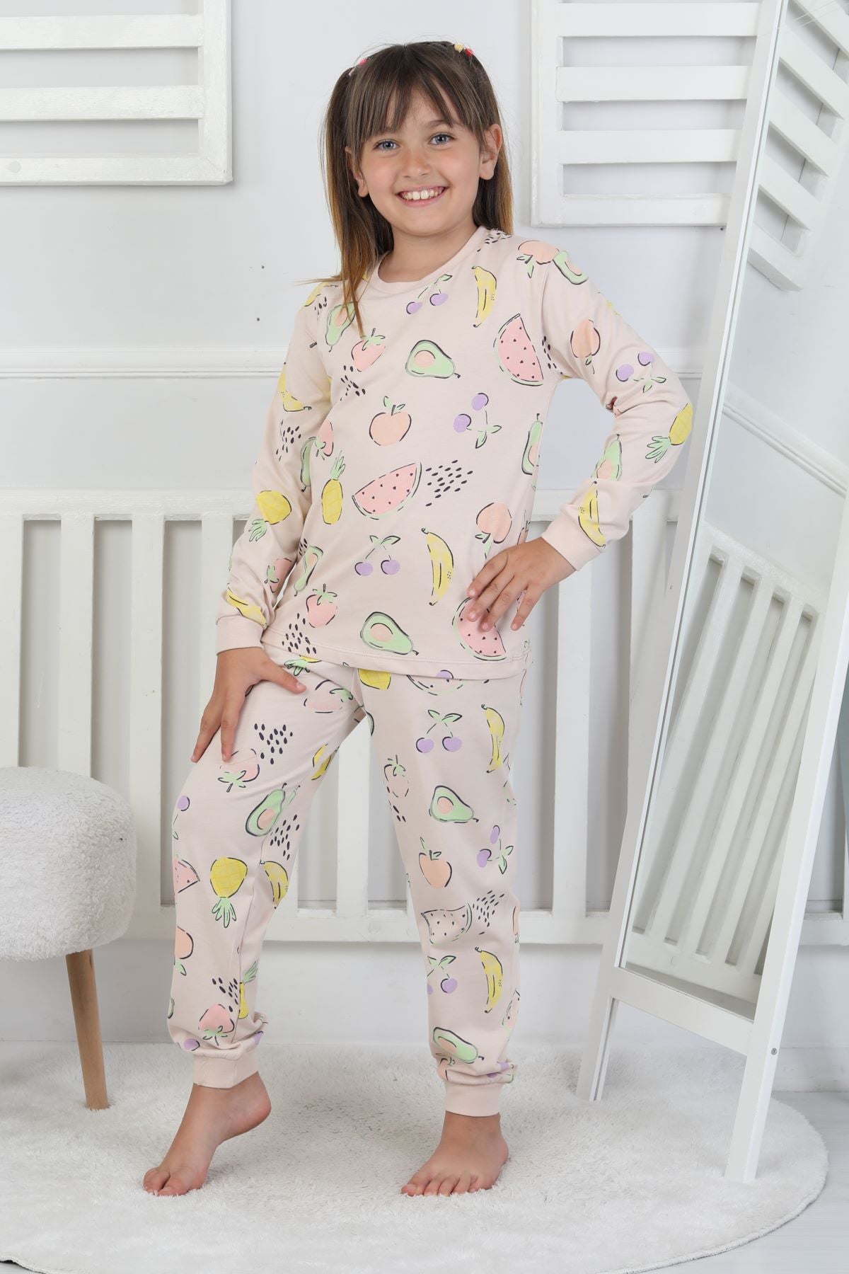 Fruit Patterned Kız Çocuk Pijama Takımı