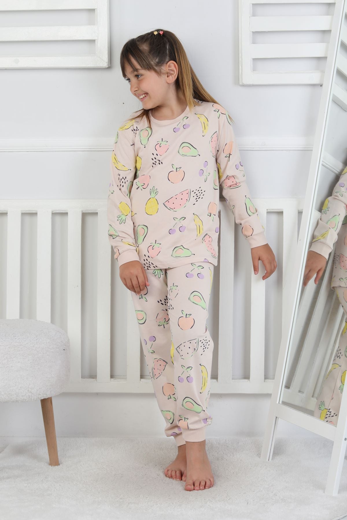 Fruit Patterned Kız Çocuk Pijama Takımı