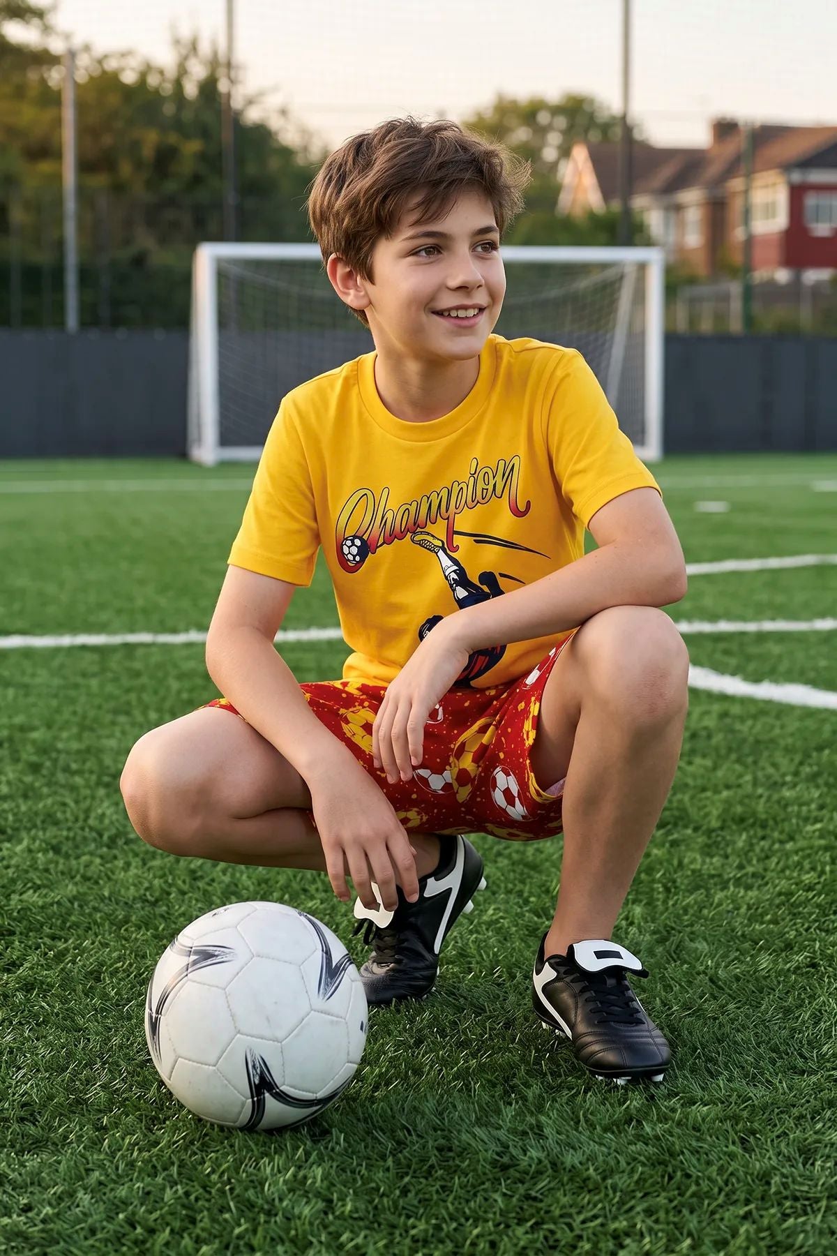 Erkek Çocuk Champion Futbol Baskılı Şort Alt - Üst Takım