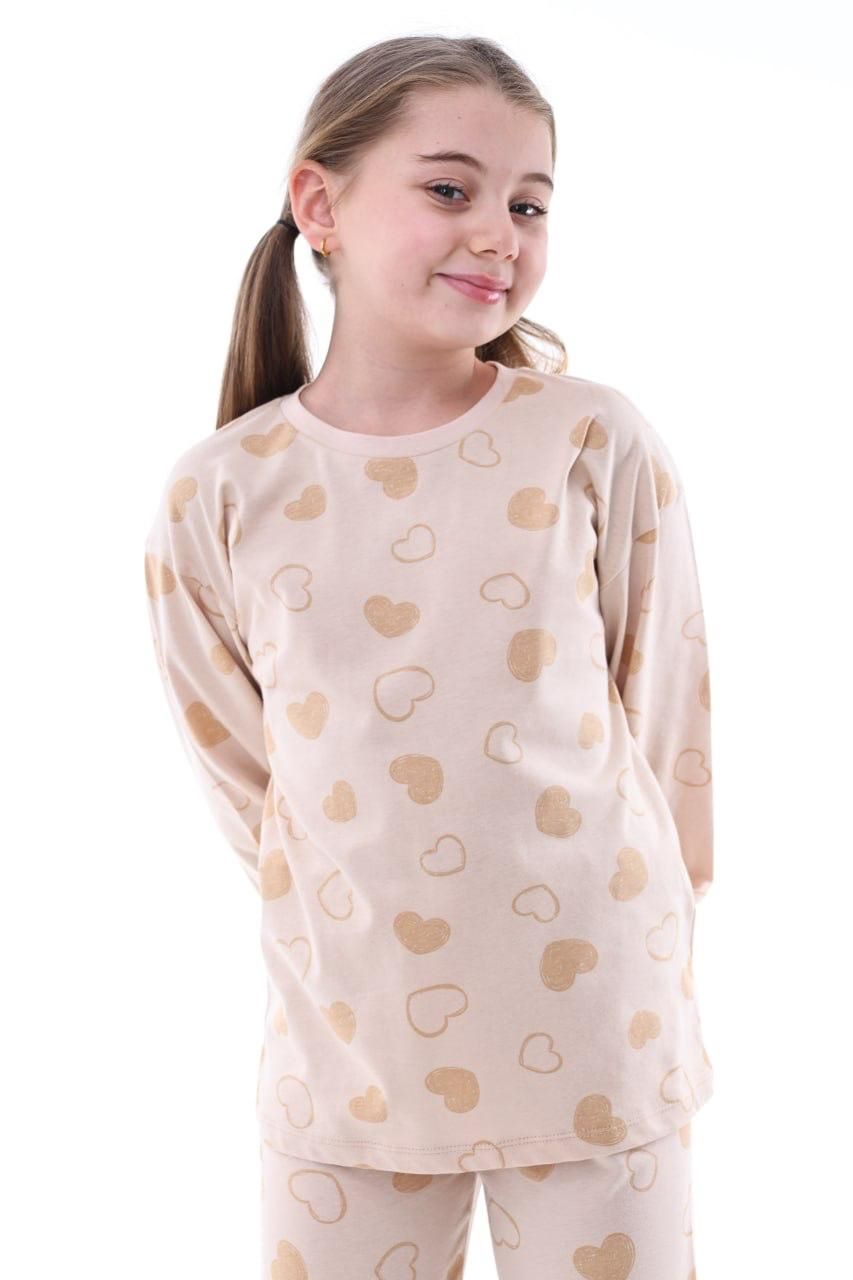 Geyik Desenli Kız Çocuk Pijama Takımı