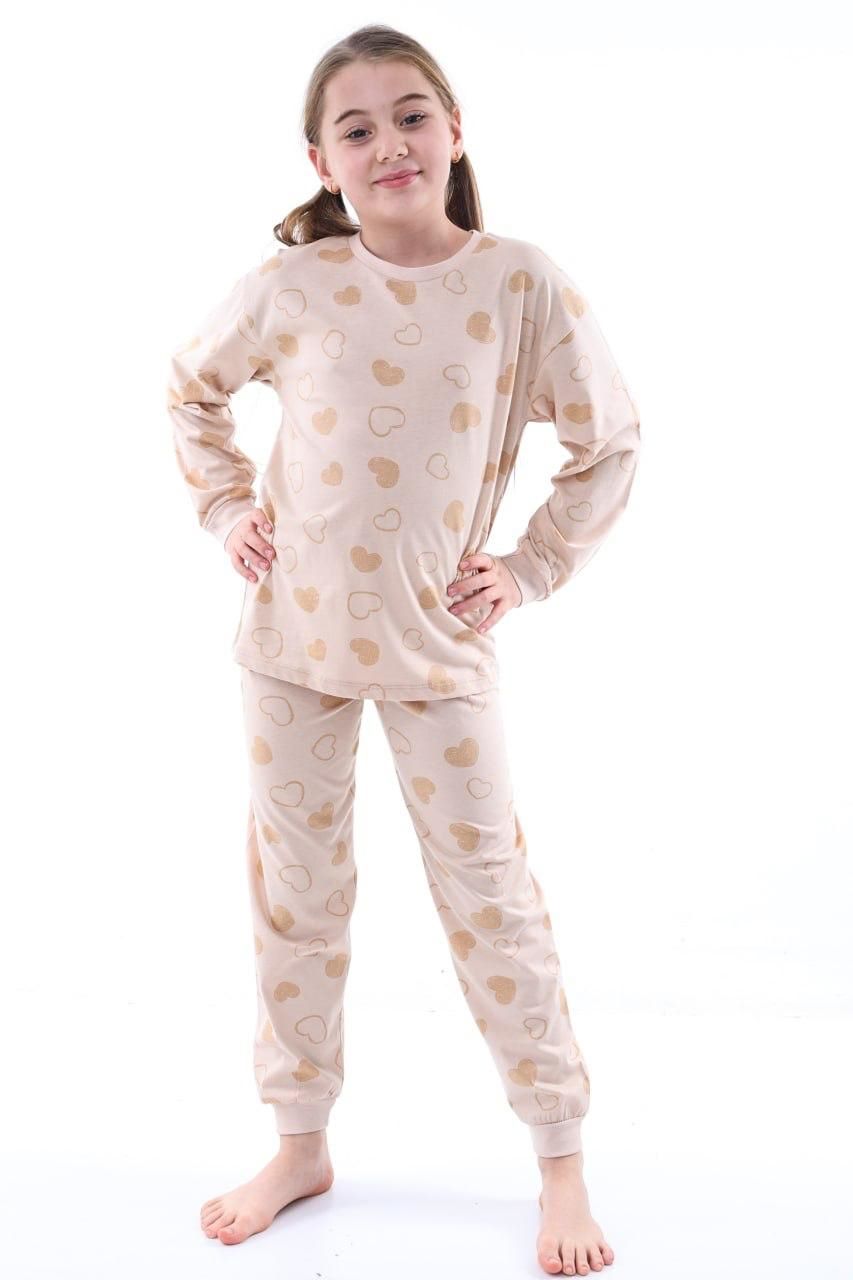 Geyik Desenli Kız Çocuk Pijama Takımı