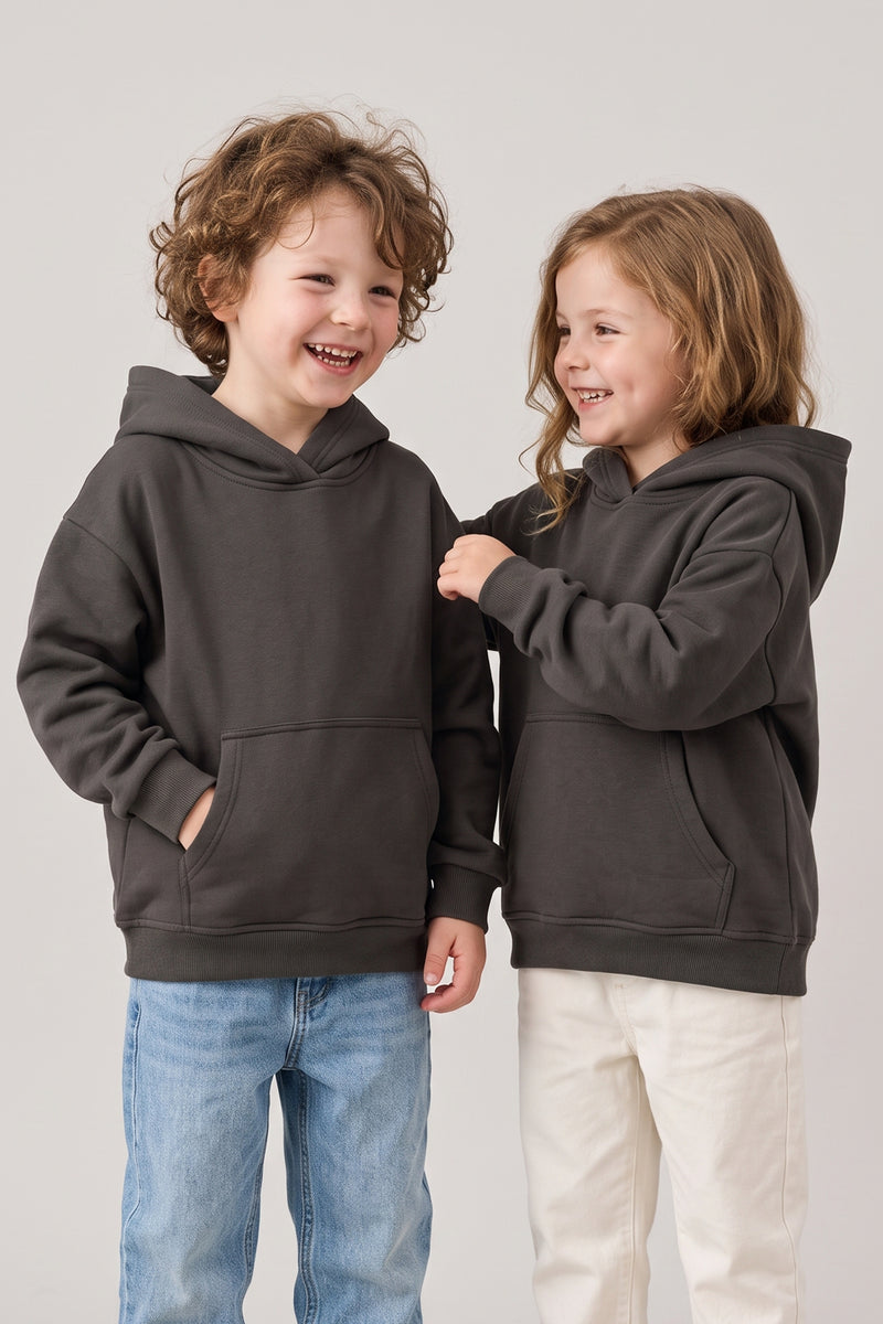 Basic Kapüşonlu Şardonlu Kanguru Cep Detaylı Çocuk Sweatshirt 3-12 Yaş