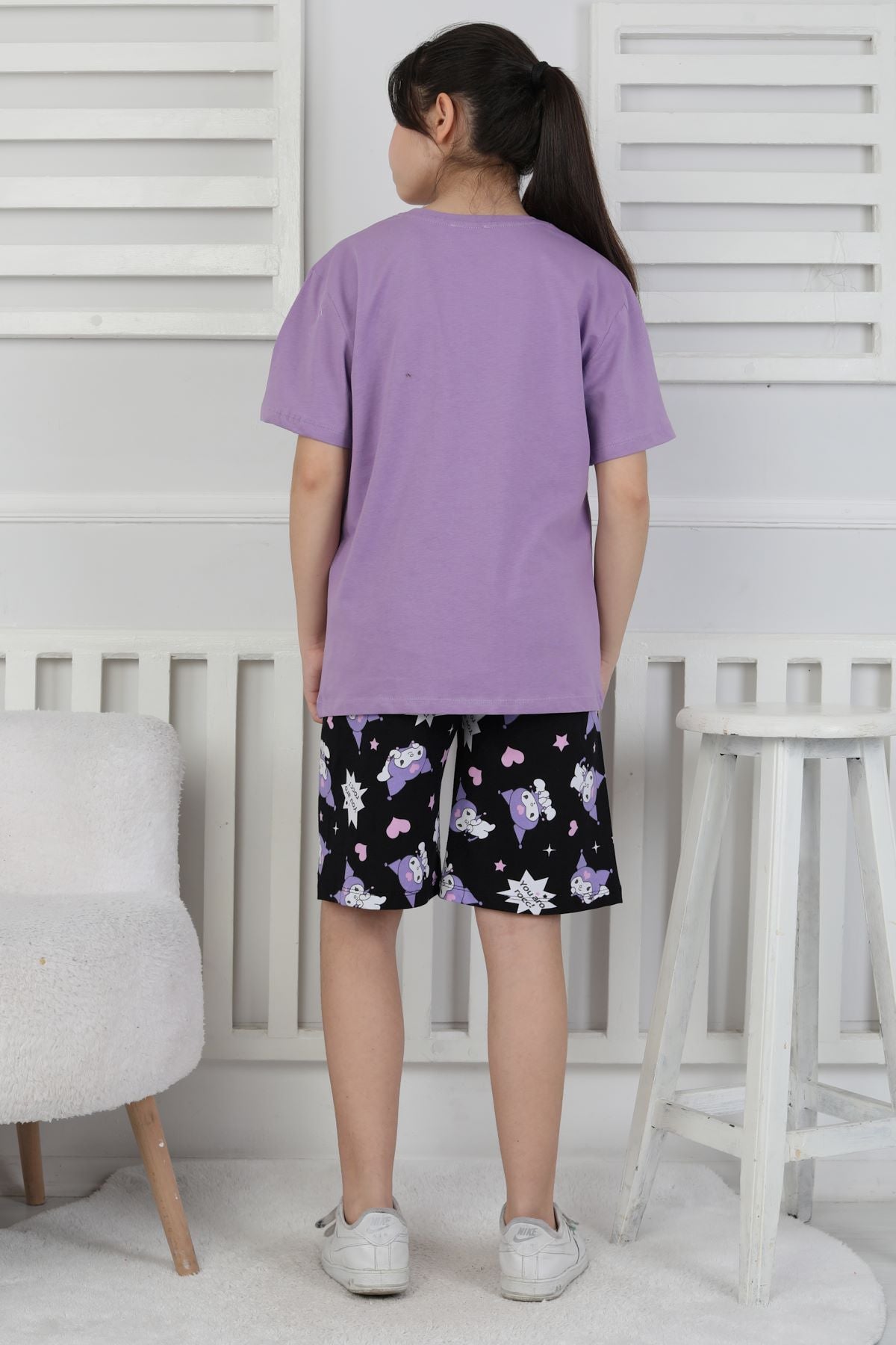 I Love Kuromi Baskılı Kısa Kollu Şort Pijama Takımı