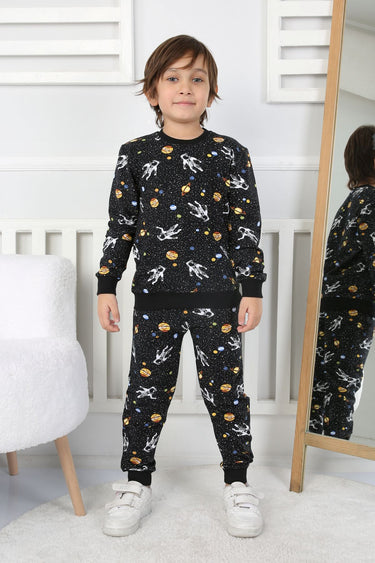 İki İplik Cepli Astronot Temalı Erkek Çocuk Pijama Takımı