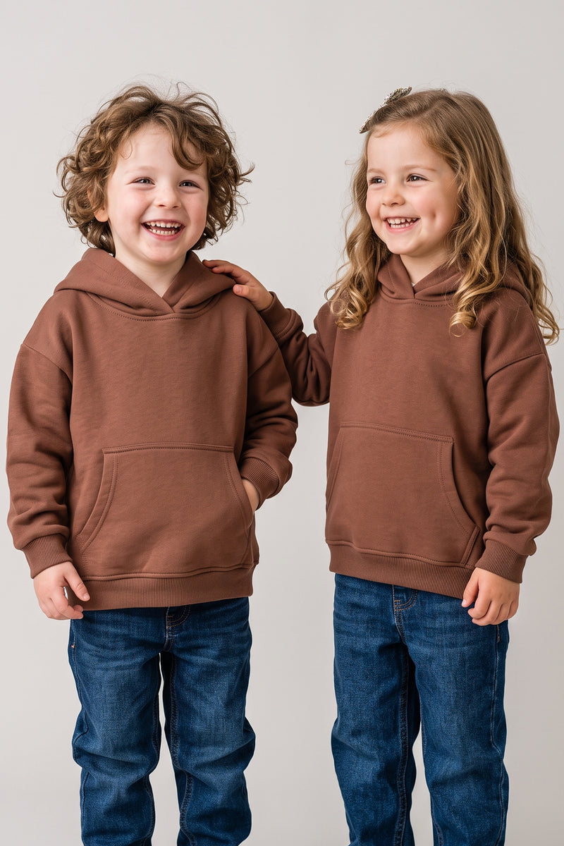 Basic Kapüşonlu Şardonlu Kanguru Cep Detaylı Çocuk Sweatshirt 3-12 Yaş