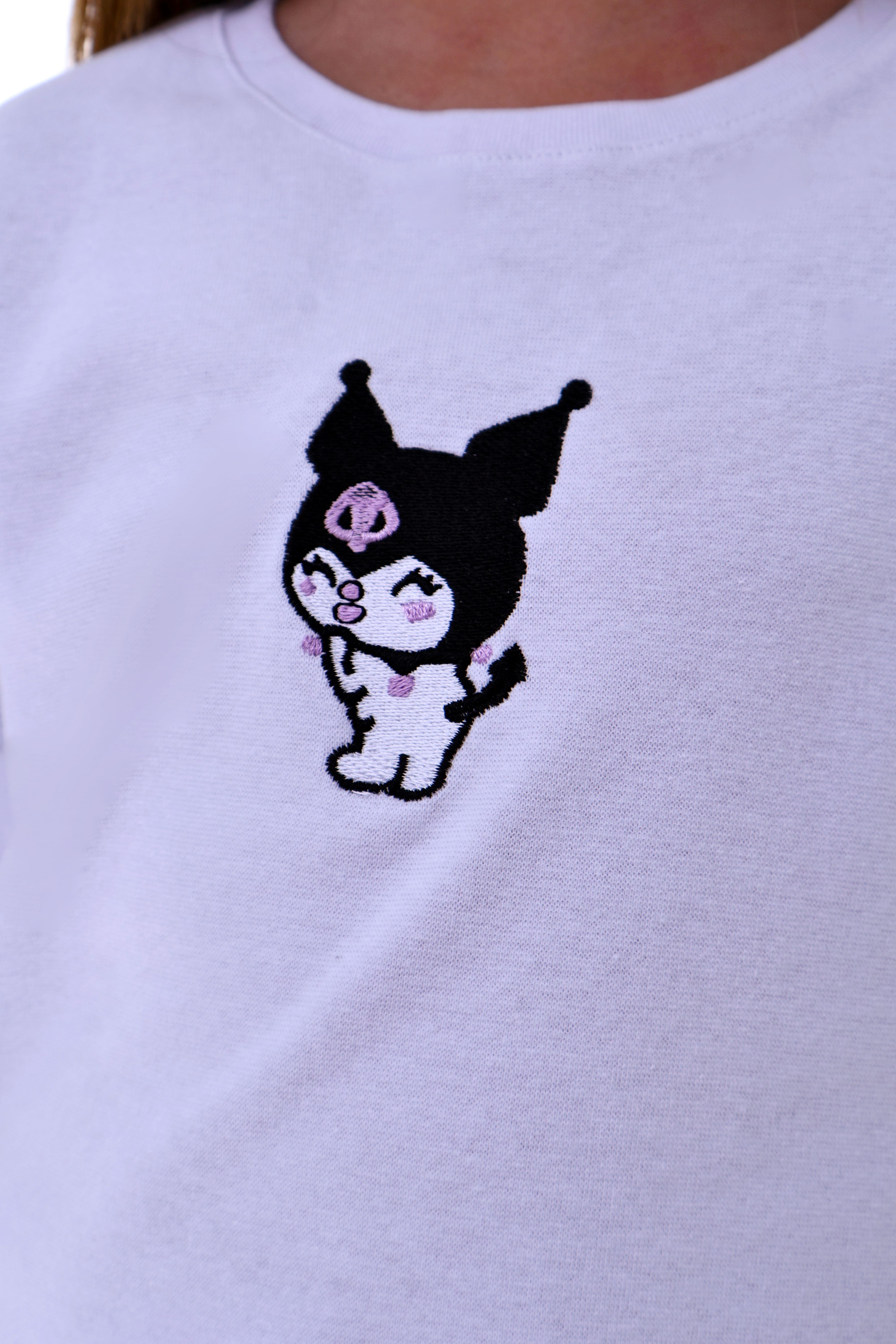 Ribana Beybi Overlok Detaylı Kuromi Nakışlı Alt-Üst Takım