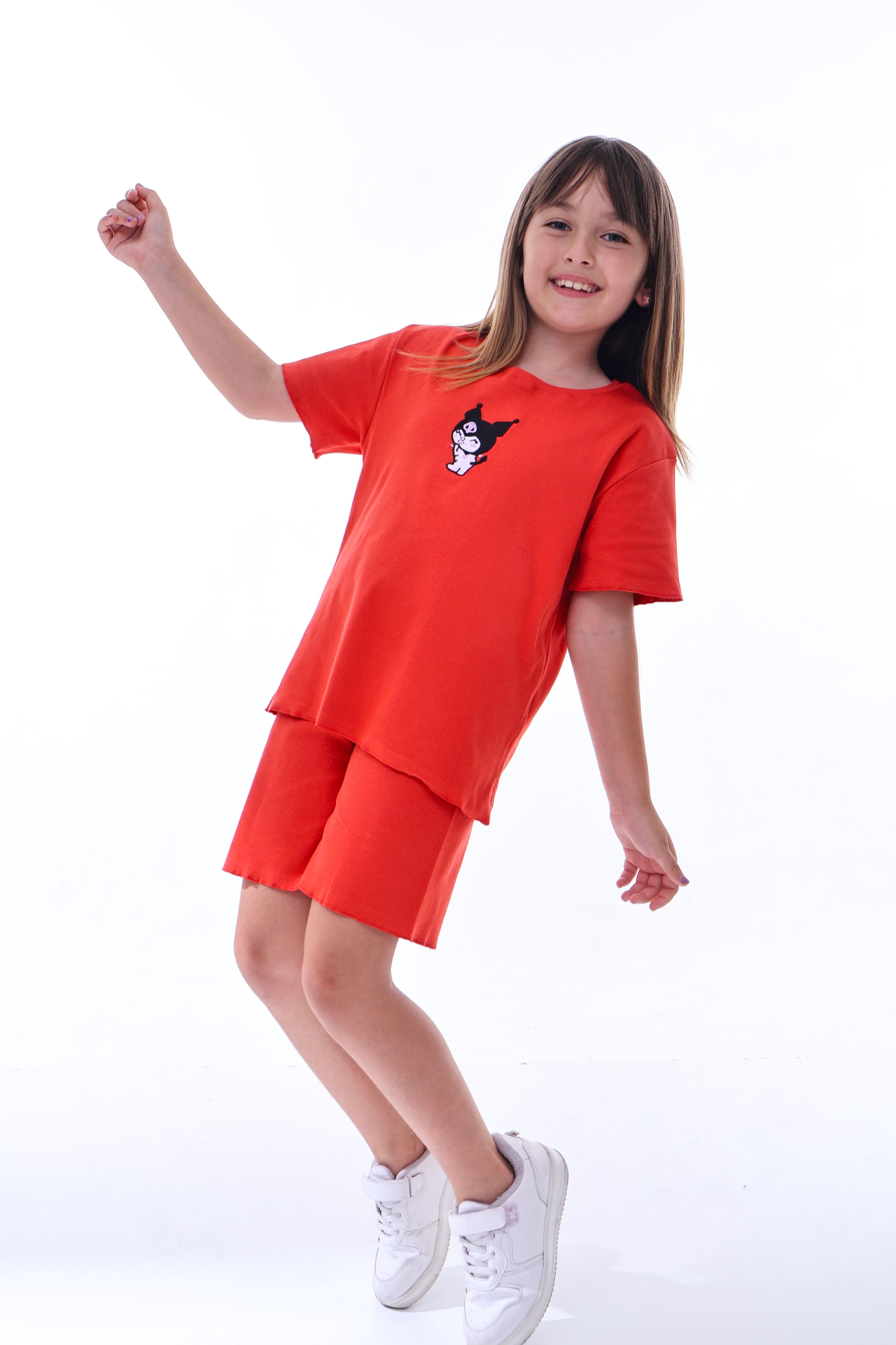 Ribana Beybi Overlok Detaylı Kuromi Nakışlı Alt-Üst Takım