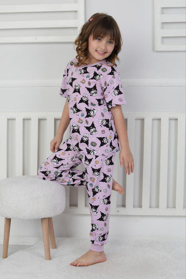 Kısa Kollu Kuromi Desenli Kız Çocuk Pijama Takımı 4-13 Yaş