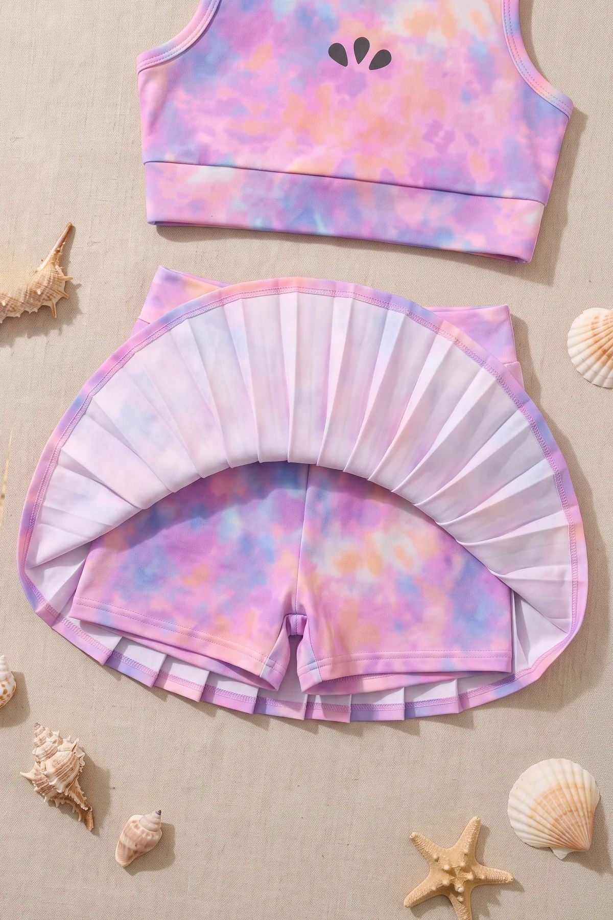 Kız Çocuk Aurora Pastel Renkli Crop Şort Etekli Spor Alt - Üst Takım