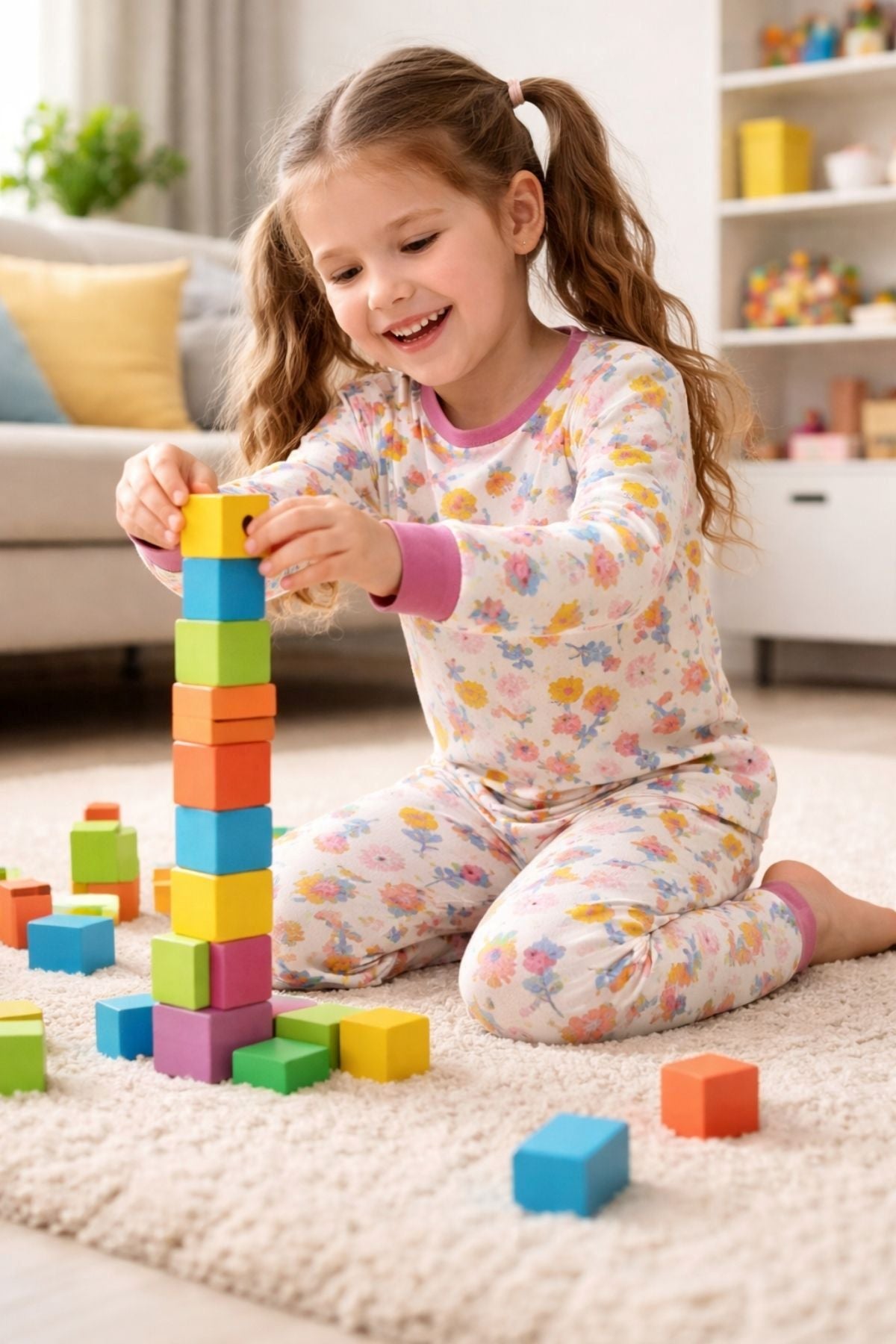 Kız Çocuk Flower Desenli 8 - 13 Yaş Pijama Takımı
