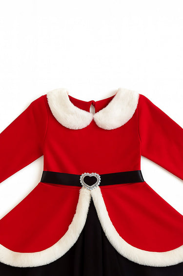 Kız Çocuk Kürklü Kemeri Tokalı Tül Elbise